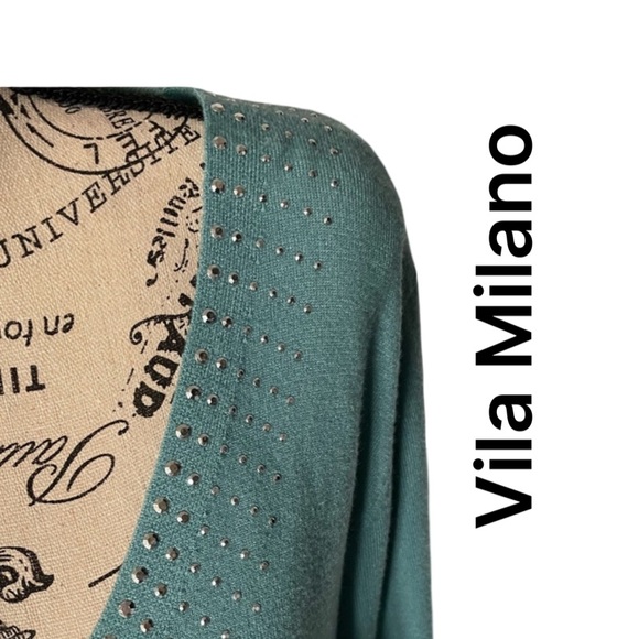 teal XL sweater with metal-look detail. Villa Milano pagoda blue - Picture 5 of 14